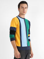 Campus Sutra Contrast Panel Relaxed Pullover Sweater