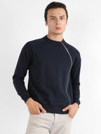 Campus Sutra Sweatshirt With Asymmetriclal Zip