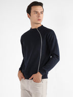 Campus Sutra Sweatshirt With Asymmetriclal Zip