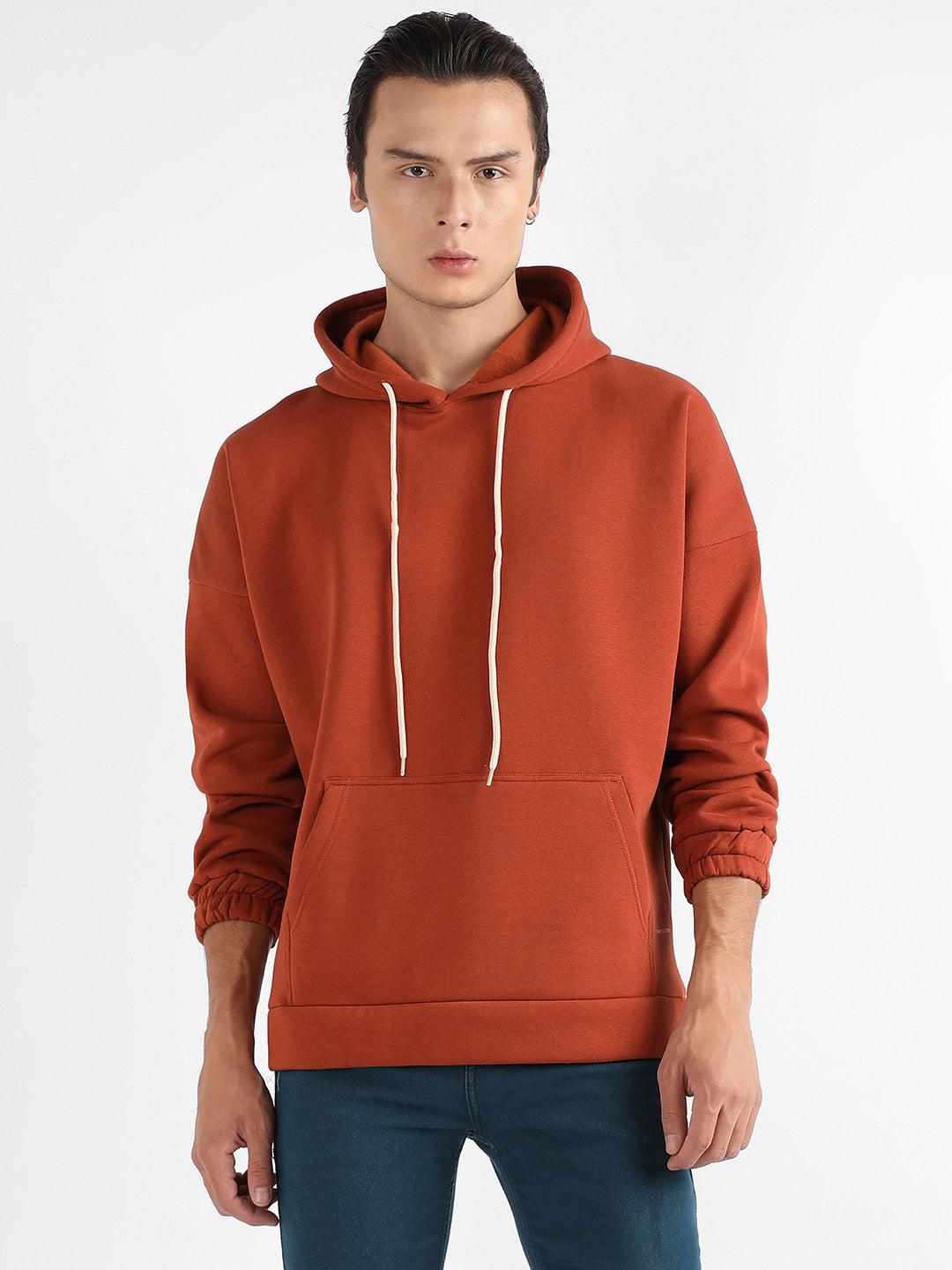 Campus Sutra Oversized Pullover Sweatshirt With Kangaroo Pocket