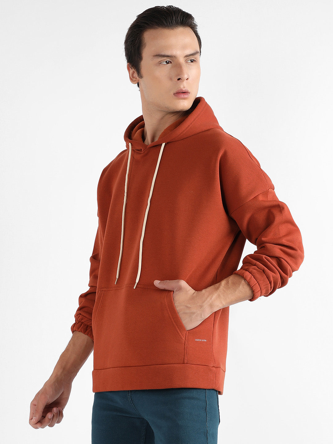Campus Sutra Oversized Pullover Sweatshirt With Kangaroo Pocket