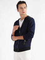 Campus Sutra Zip-Front Jacket With Ribbed Hem