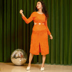 Orange Sherpa Cut-Out Dress