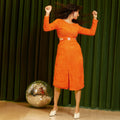 Orange Sherpa Cut-Out Dress