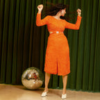 Orange Sherpa Cut-Out Dress