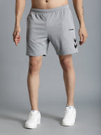 Hummel Grey Melange Regular Shorts for Men Gym Wear