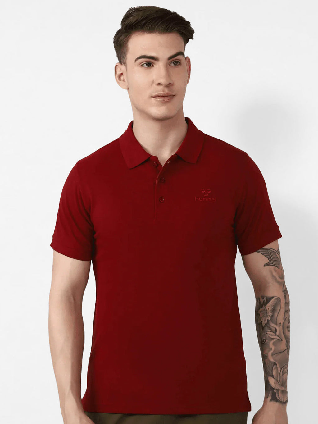 Hummel Maroon Regular Shirts for Men Work Wear