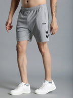 Hummel Grey Melange Regular Shorts for Men Gym Wear