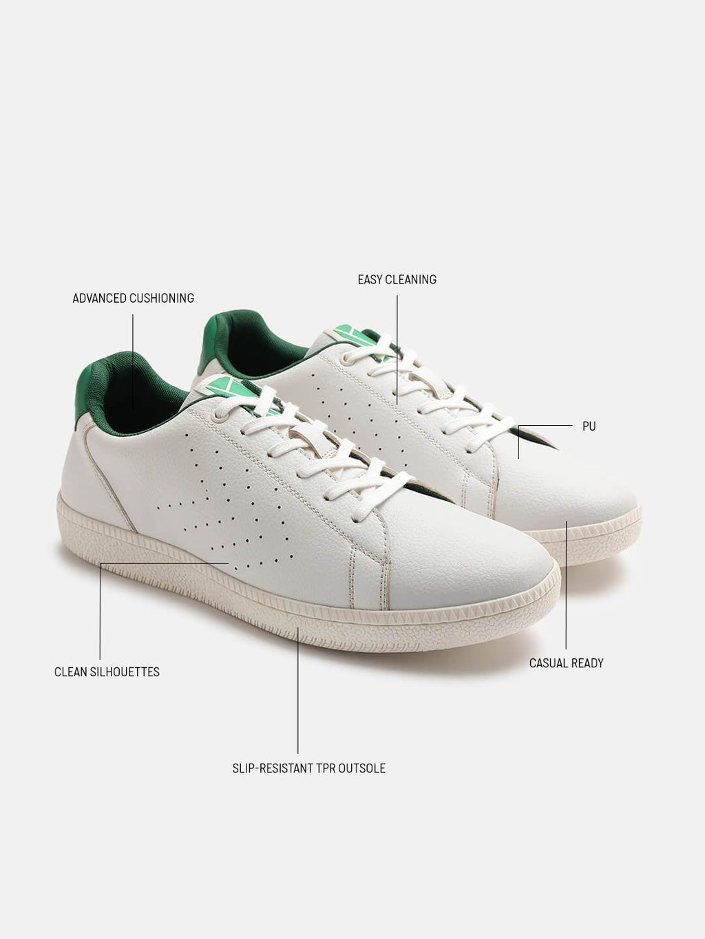 Hummel White/green Regular Sneakers for Men Daily Wear