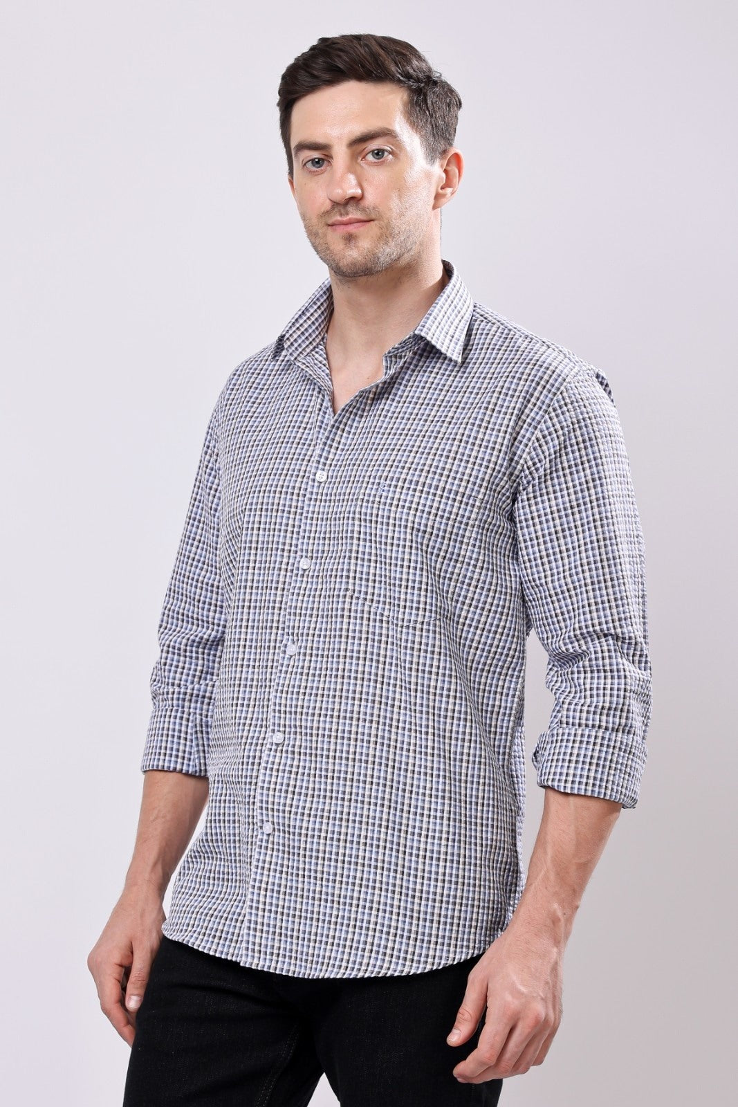 Stylox Regular Fit Full Sleeve Check Casual Shirt For Men's