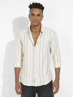 Campus Sutra Contrast Pinstriped Shirt