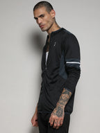 Campus Sutra Heathered Activewear Jacket With Contrast Detail