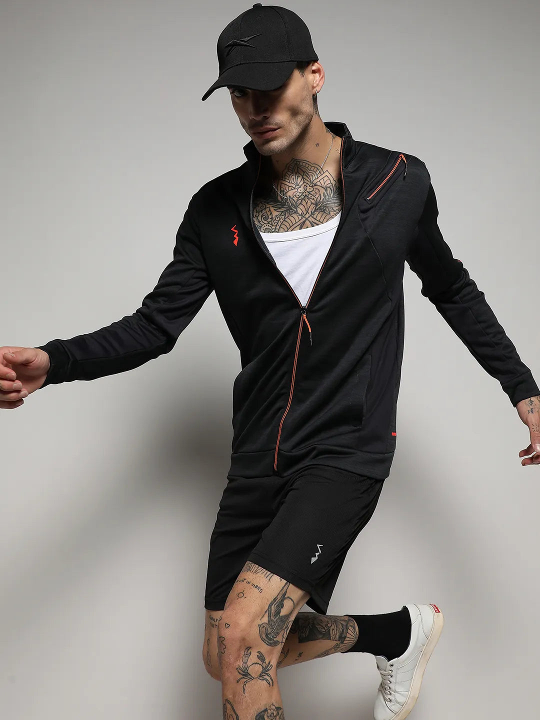 Campus Sutra Heathered Activewear Jacket With Reflective Detail