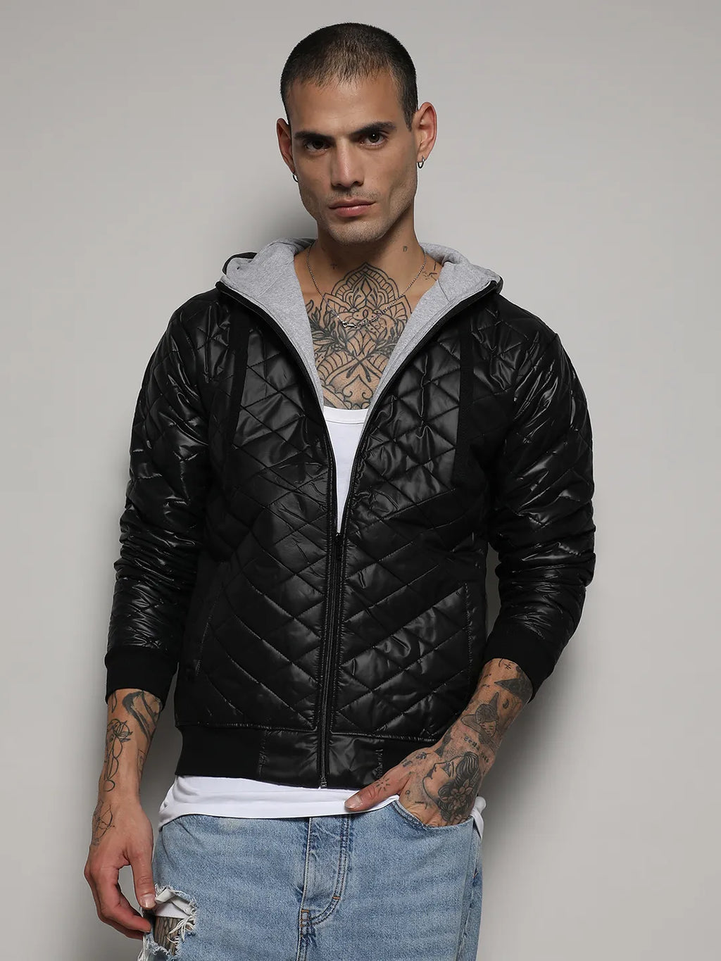 Campus Sutra Quilted Puffer Jacket With Zip-Closure