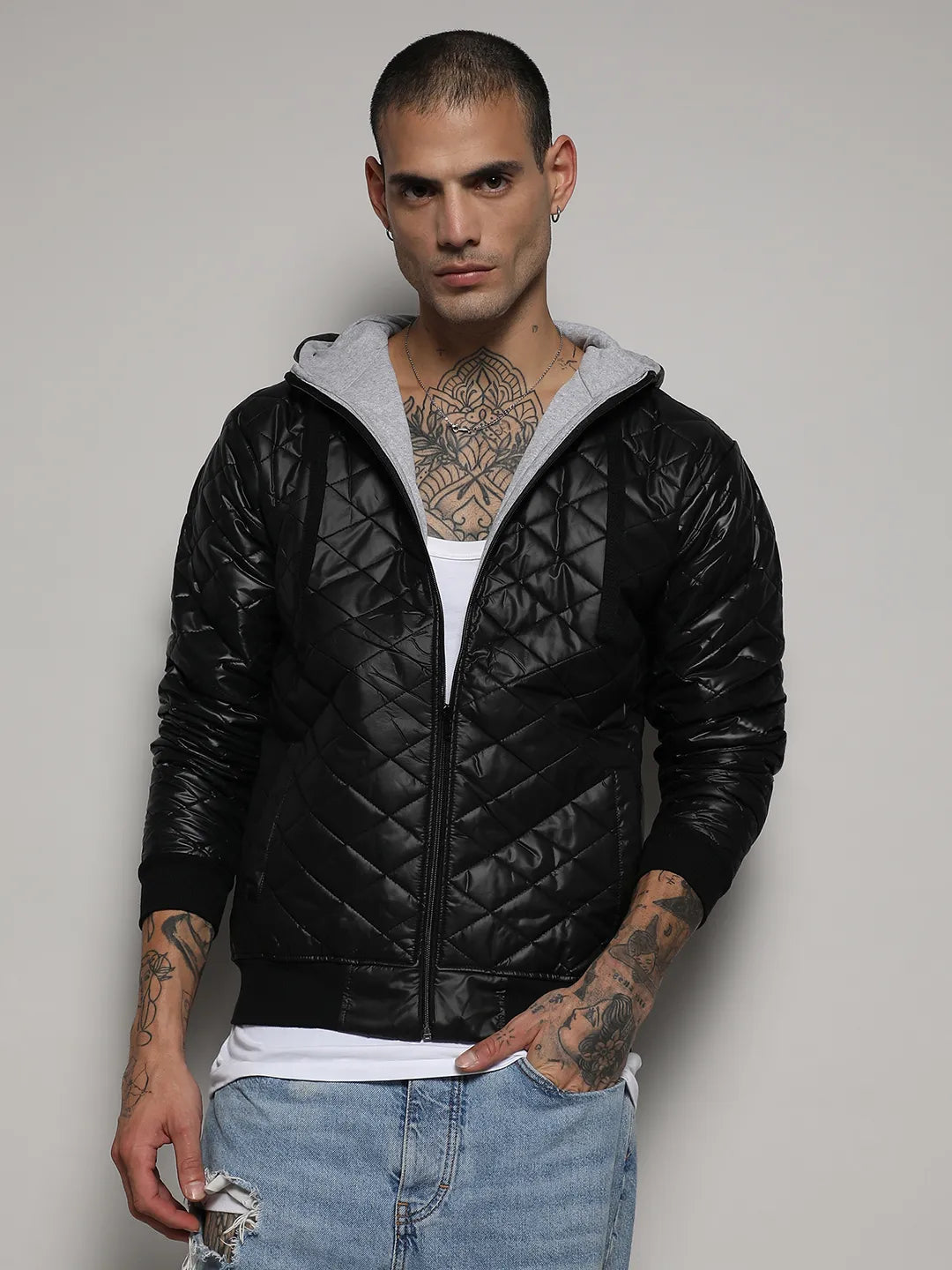 Campus Sutra Quilted Puffer Jacket With Zip-Closure