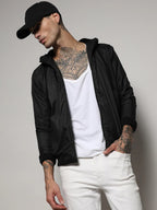 Campus Sutra Zip-Front Jacket With Ribbed Hem
