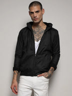 Campus Sutra Zip-Front Jacket With Ribbed Hem