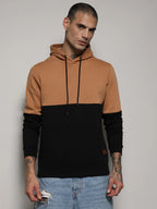 Campus Sutra Pullover Hoodie With Ribbed Hem