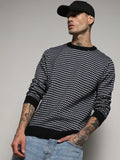 Campus Sutra Contrast Textured Knit Sweater
