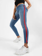 Contrast Side-Striped Denim Jeans