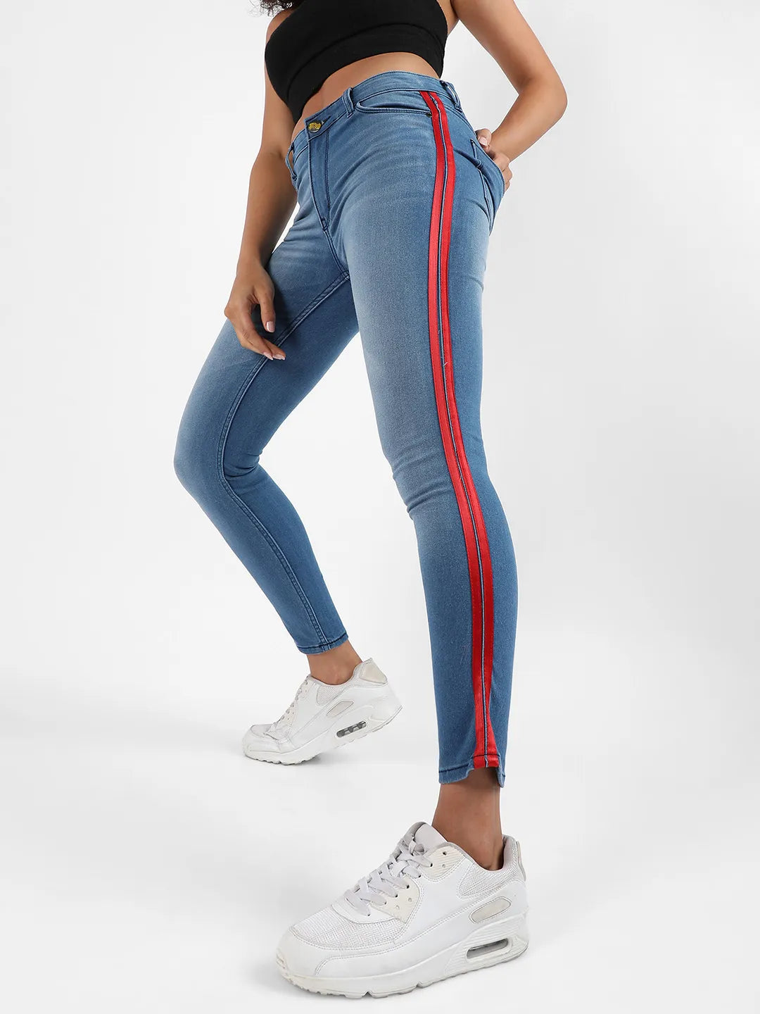 Contrast Side-Striped Denim Jeans