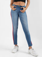 Contrast Side-Striped Denim Jeans