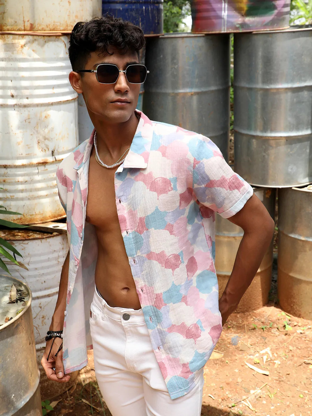 Campus Sutra Artistic Abstract Shirt