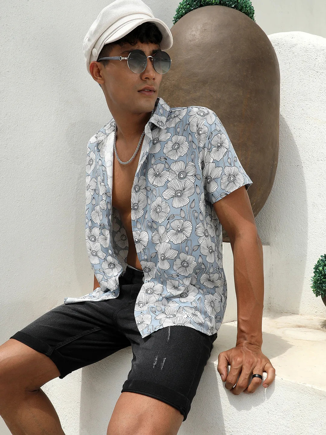 Campus Sutra Botanical Print Shirt