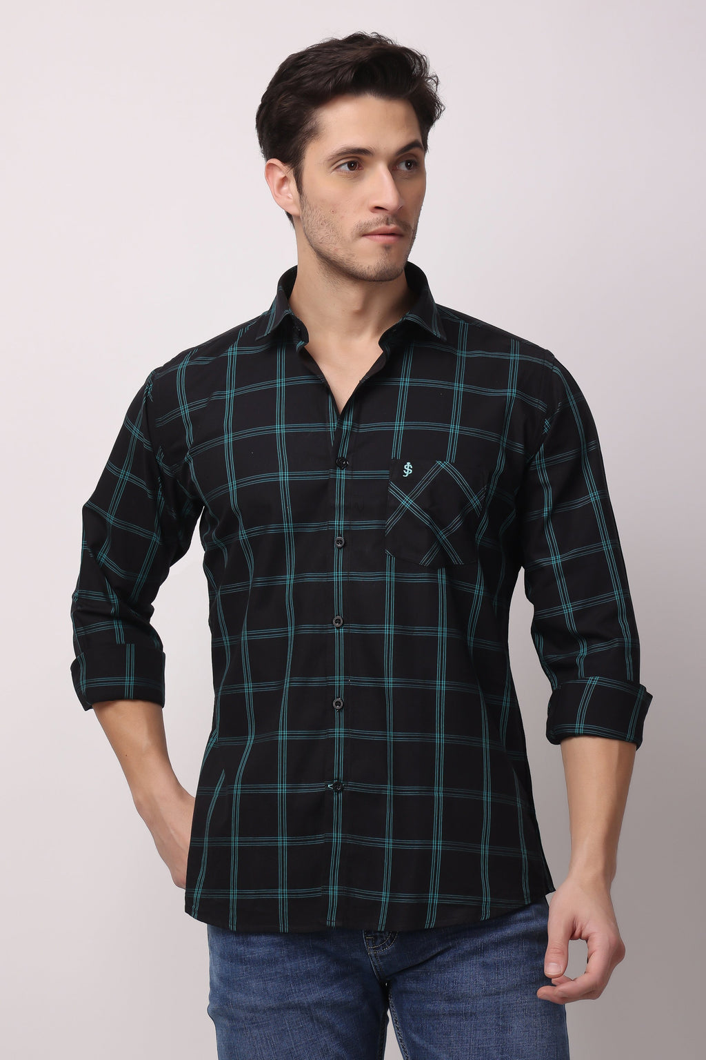 Stylox Regular Fit Full Sleeve Check Casual Shirt For Men's