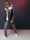 Campus Sutra Zip-Front Puffer Jacket With Fur Detail
