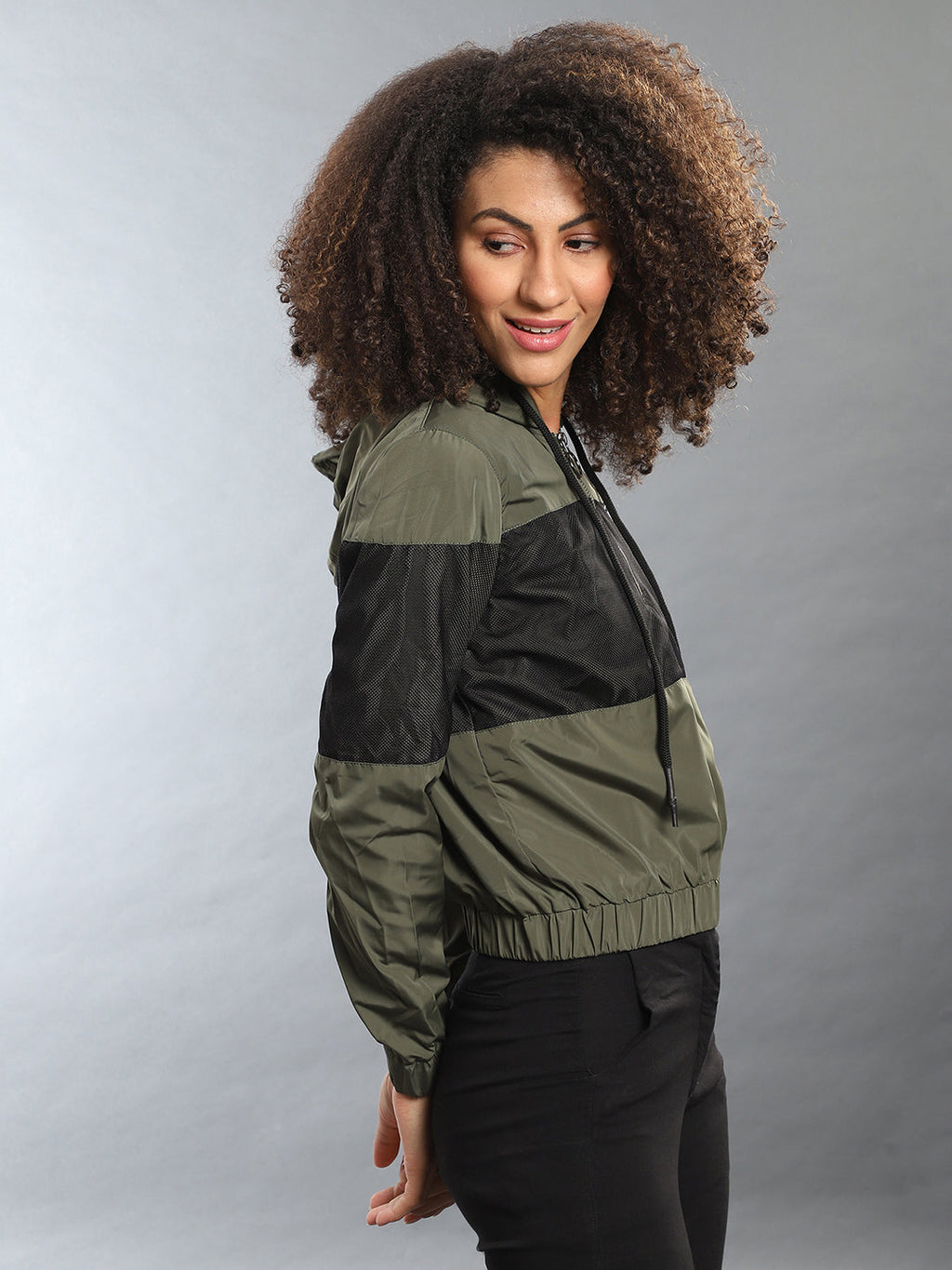 Contrast Panel Hooded Jacket