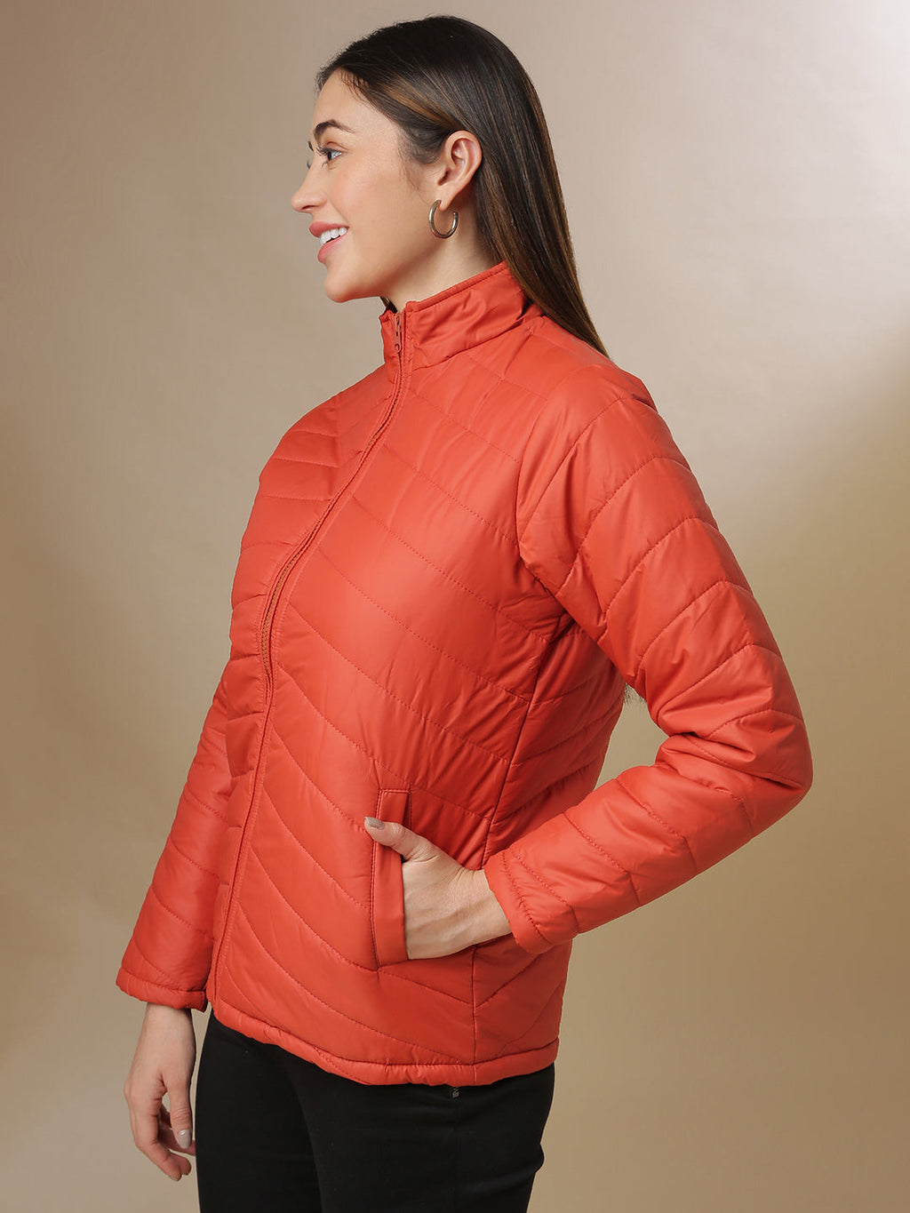 High Neck Quilted Jacket