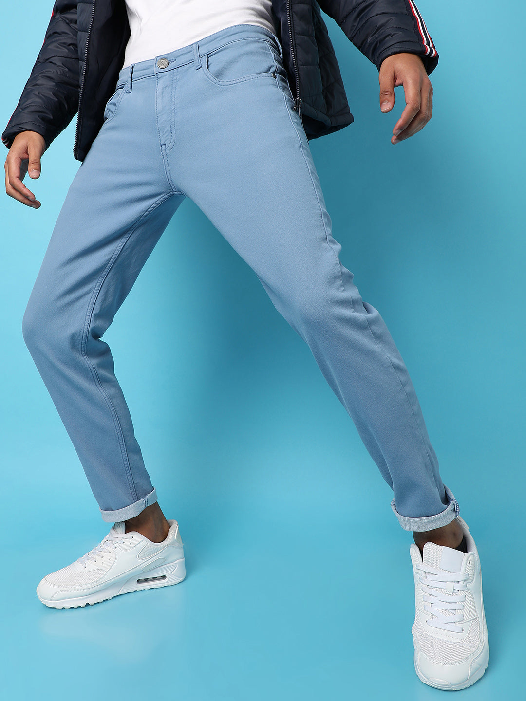 Campus Sutra Rolled Hem Denim Jeans