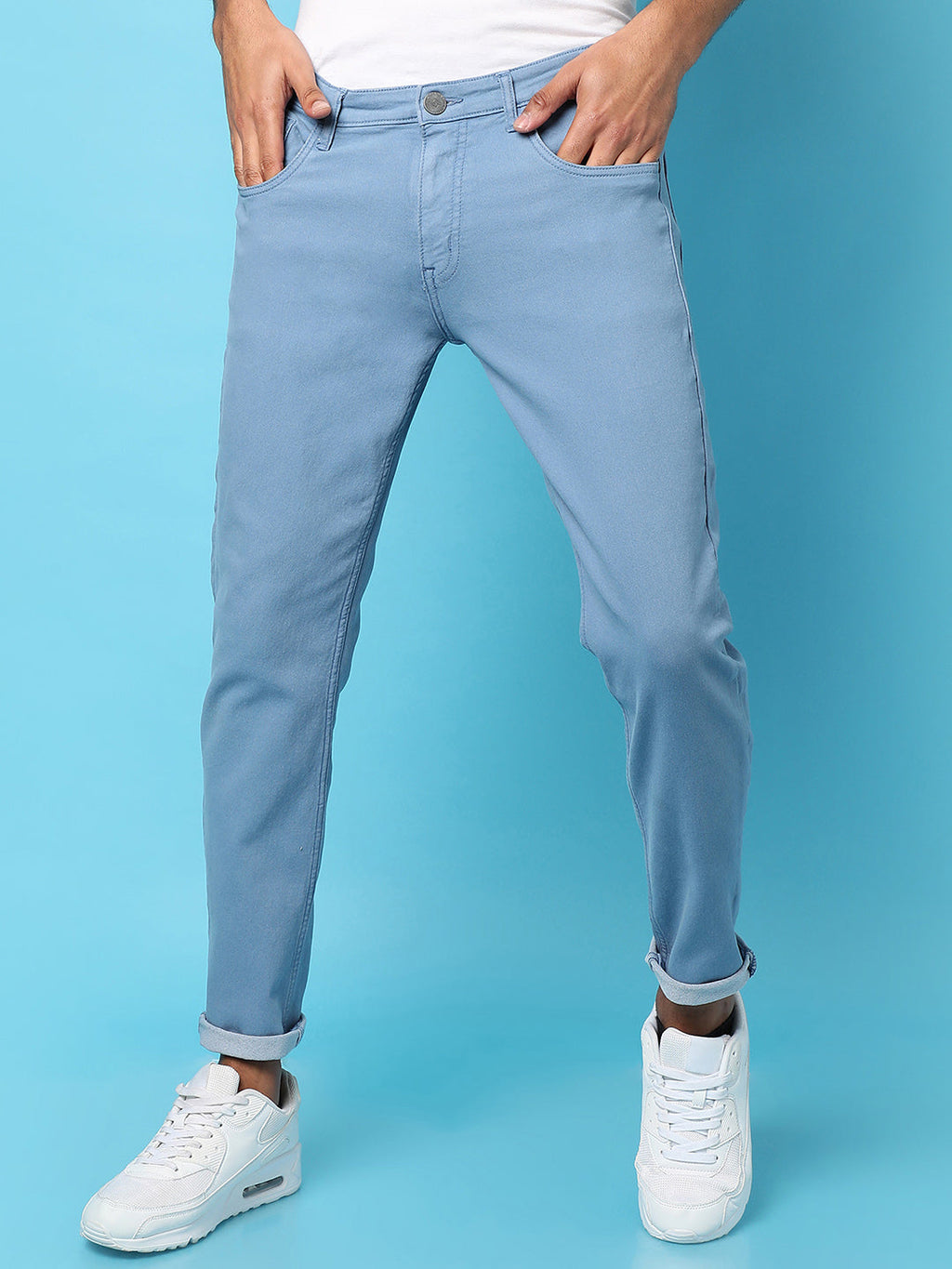 Campus Sutra Rolled Hem Denim Jeans