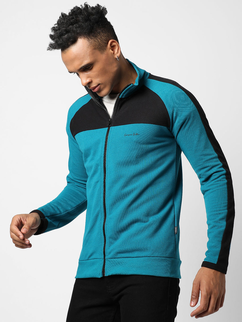 Campus Sutra Zip-Front Jacket With Contrast Detail