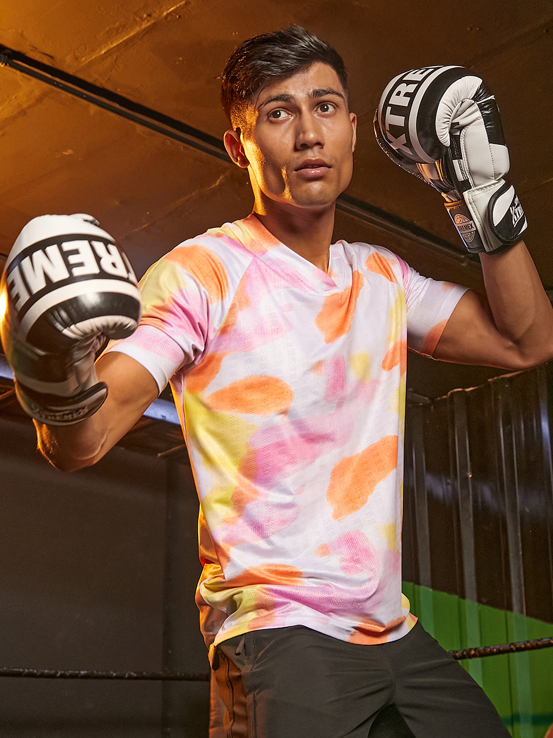Campus Sutra Water Strokes Activewear T-Shirt