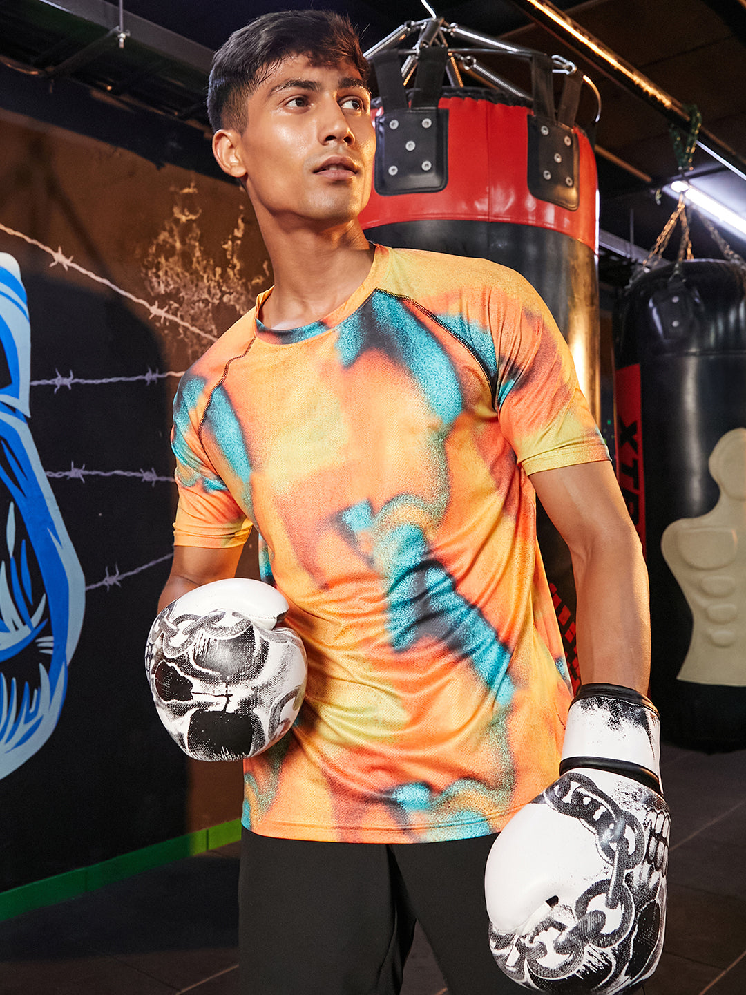 Campus Sutra Abstract Activewear T-Shirt