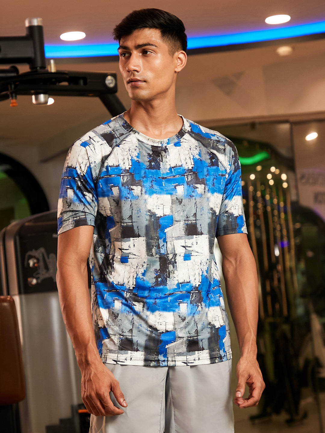 Campus Sutra Abstract Activewear T-Shirt