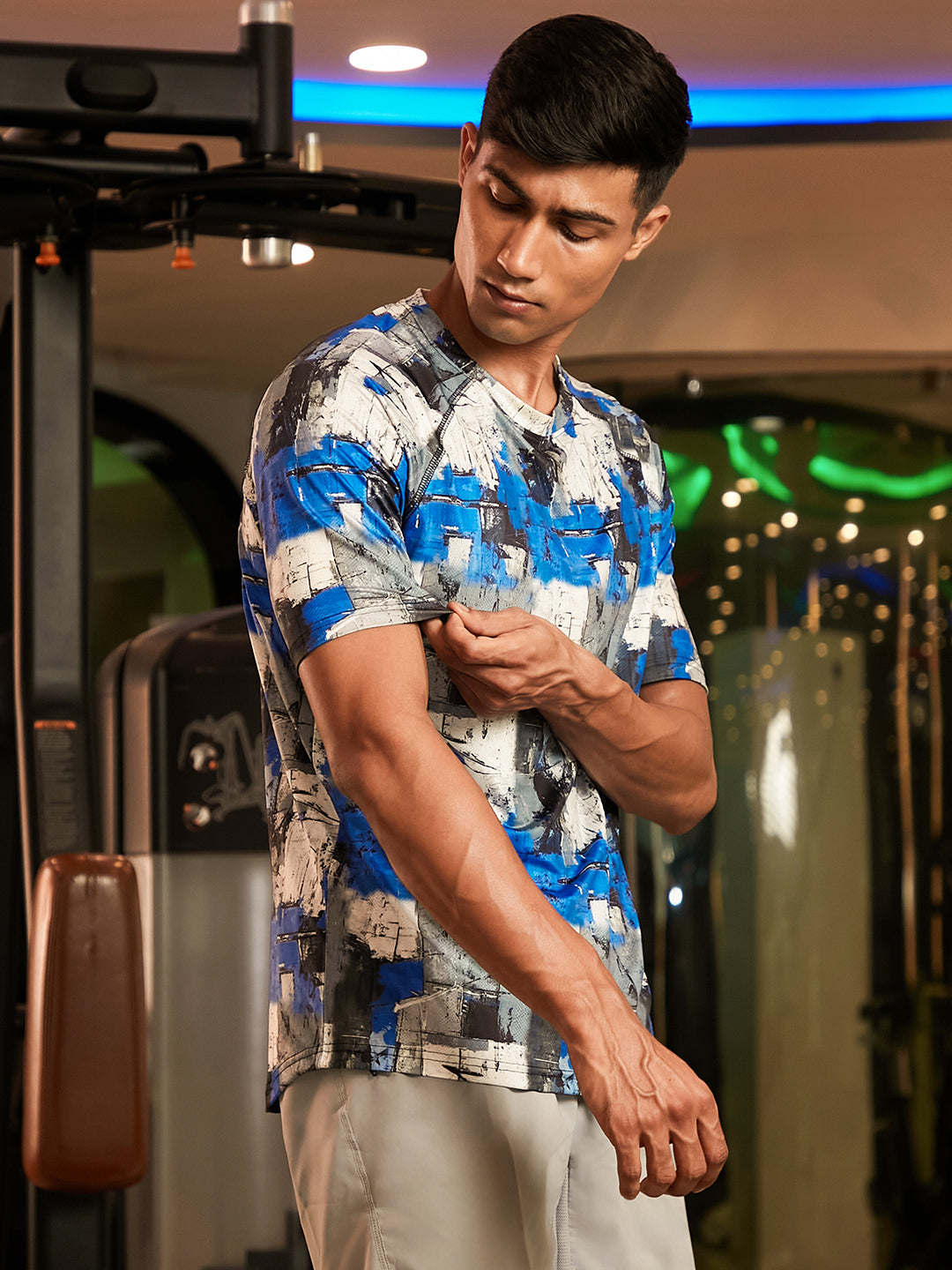 Campus Sutra Abstract Activewear T-Shirt