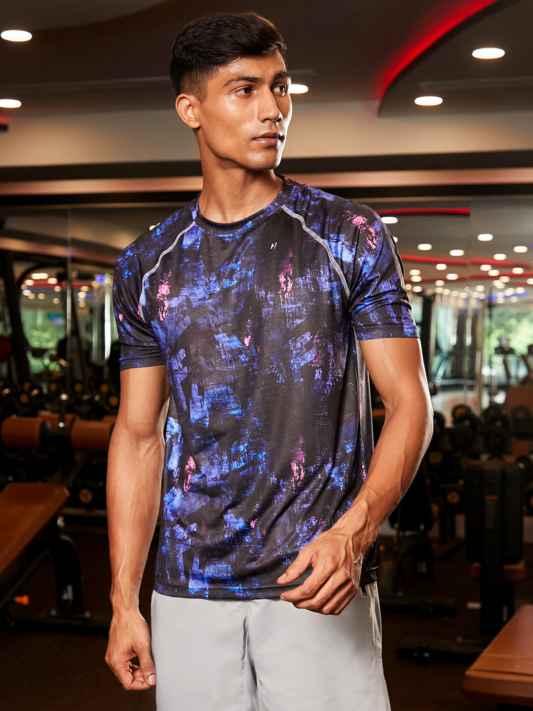Campus Sutra Abstract Activewear T-Shirt