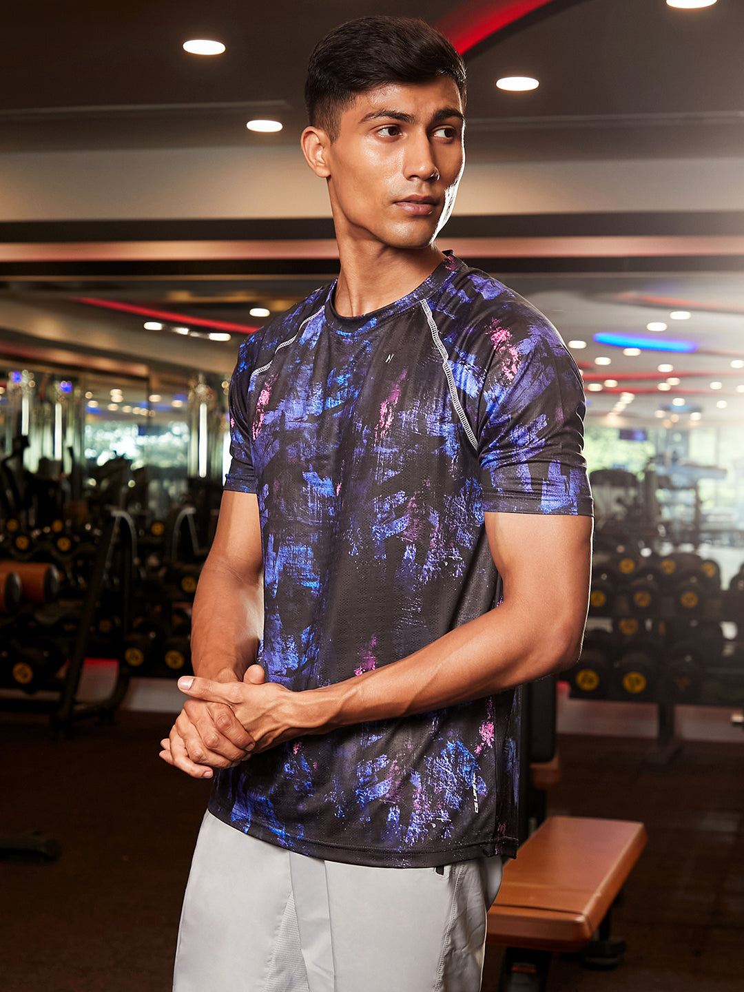 Campus Sutra Abstract Activewear T-Shirt