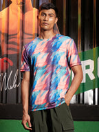 Campus Sutra Vertical Abstract Activewear T-Shirt