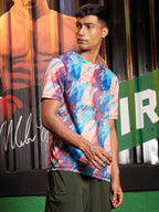 Campus Sutra Vertical Abstract Activewear T-Shirt