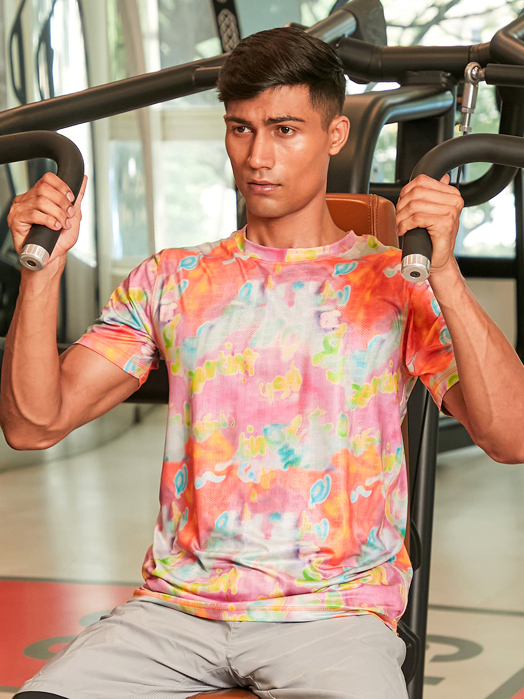 Campus Sutra Abstract Activewear T-Shirt