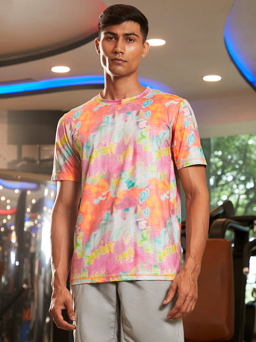 Campus Sutra Abstract Activewear T-Shirt