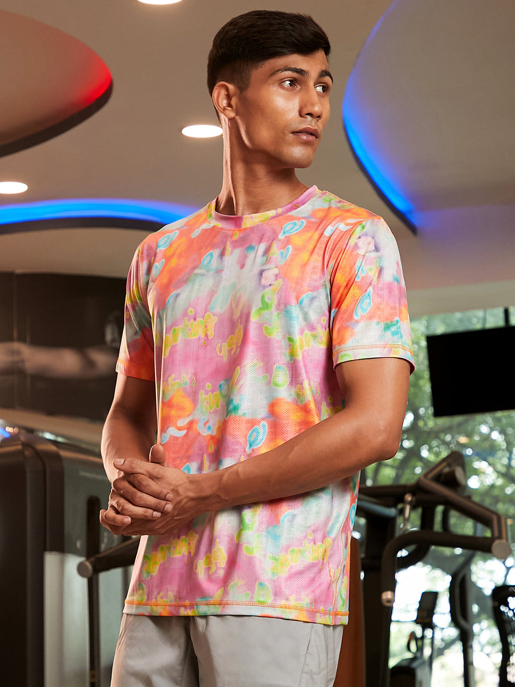 Campus Sutra Abstract Activewear T-Shirt