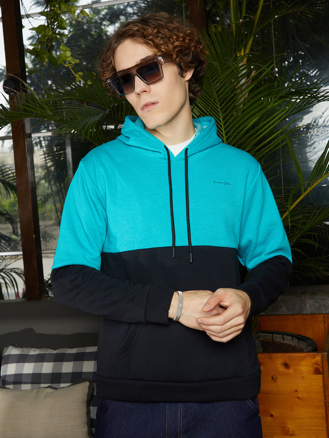 Campus Sutra Block Pullover Hoodie