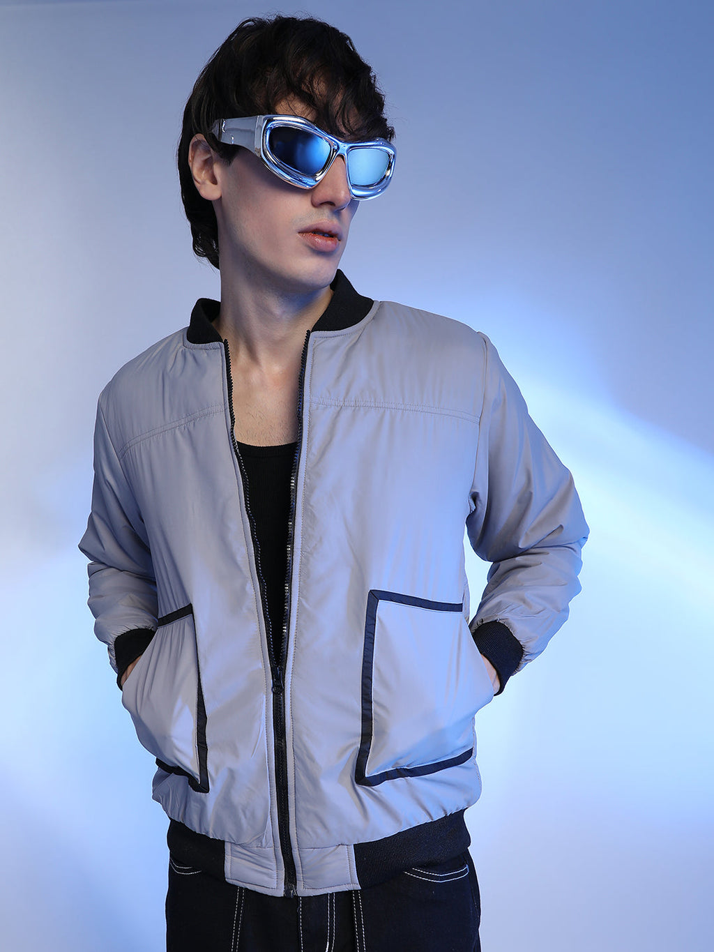 Campus Sutra Zip-Front Puffer Jacket With Contrast Detail
