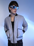 Campus Sutra Zip-Front Puffer Jacket With Contrast Detail