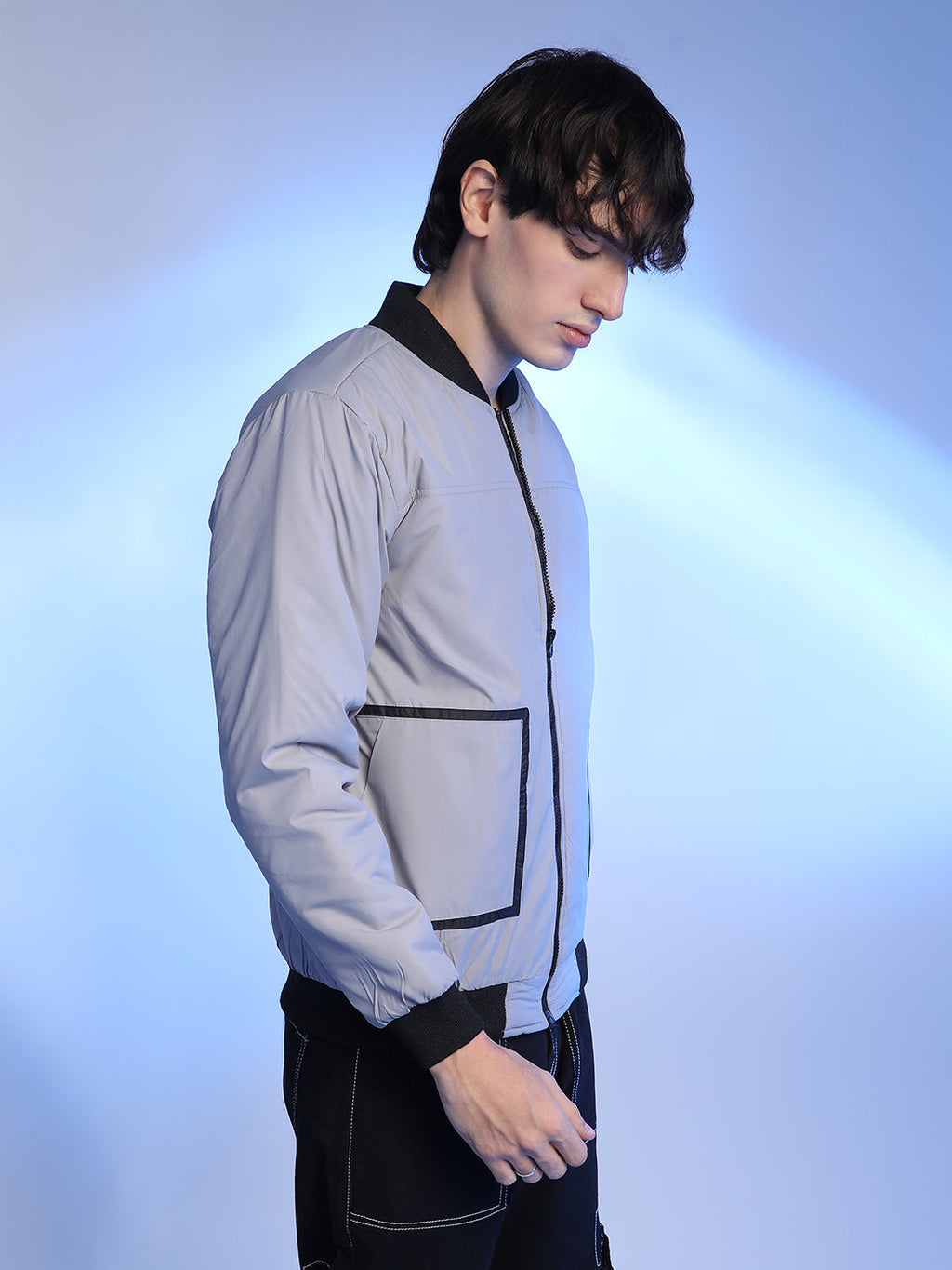 Campus Sutra Zip-Front Puffer Jacket With Contrast Detail